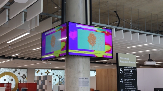 Rodell Warner, Natural Error (2021), Advanced Research Centre, University of Glasgow, April 2023.  Installation view, Kevin Leomo.