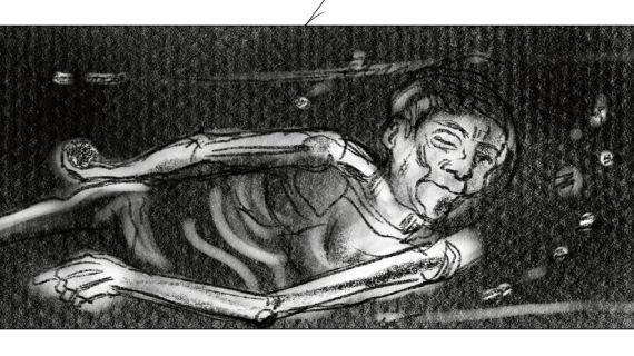 Patrick Hough, The Black River of Herself, Images from storyboard