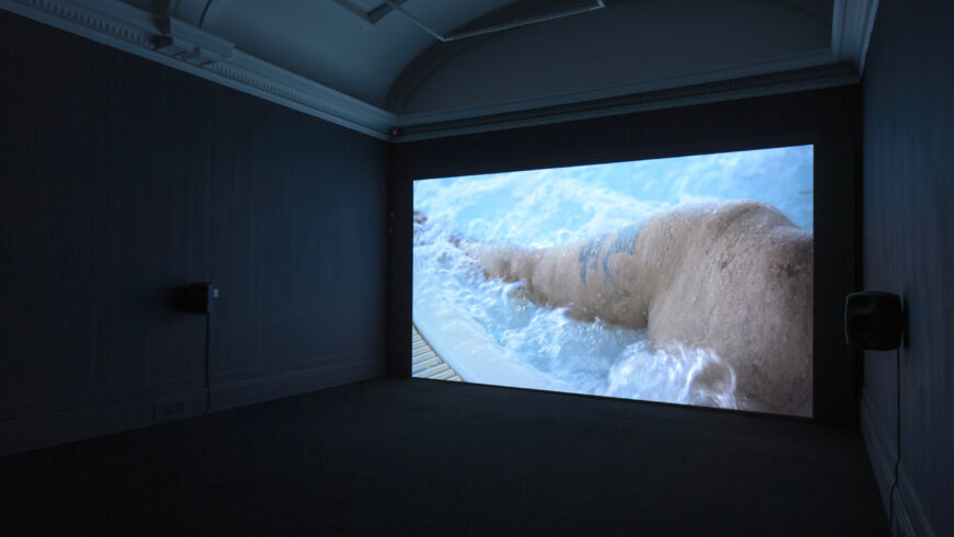 Prime Time 2017 HD Video Rob Crosse Grundy Art Gallery 1 April 3 June 2017 Installation View 4 Photo Jonathan Lynch Courtesy Grundy Art Gallery Blackpool